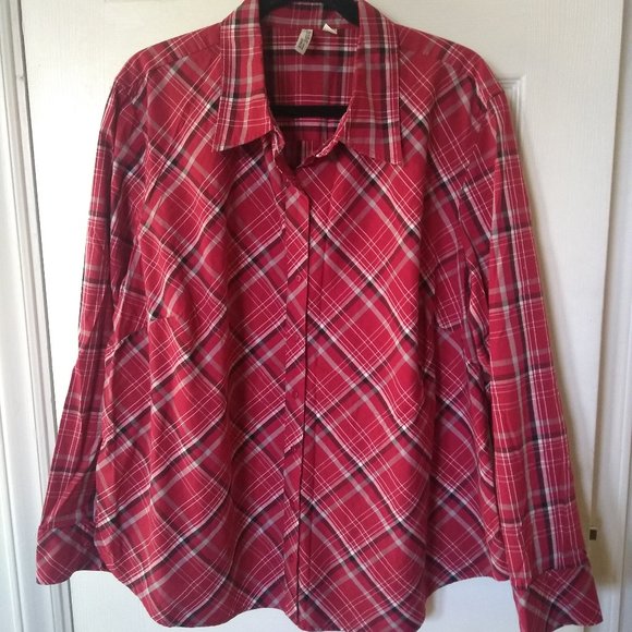 St Johns Bay Plaid Button Down Women 